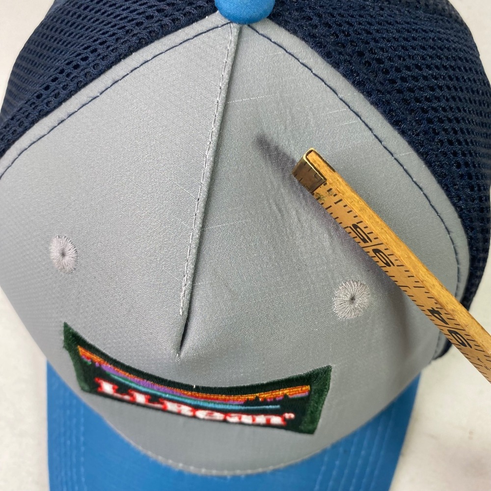 LL Bean Trucker Hat Mesh Snapback Grey Blue Mountain Patch Logo Cap OSFA 503594 - Picture 7 of 9